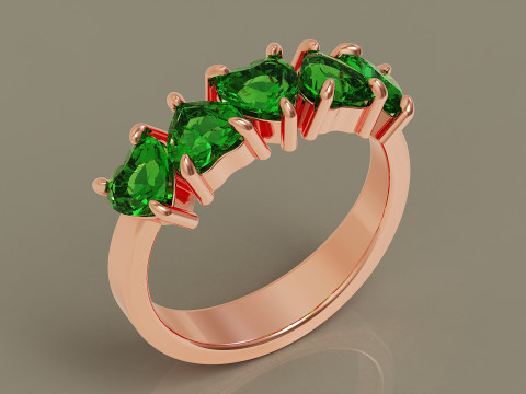 Heart shape five stone wedding ring 3Dプリントモデル