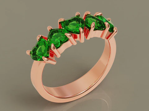 Heart shape five stone wedding ring 3D Print Model