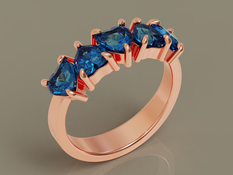 Heart shape five stone wedding ring 3Dプリントモデル