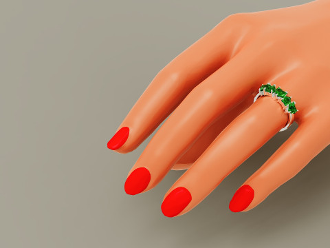 Heart shape five stone wedding ring 3Dプリントモデル