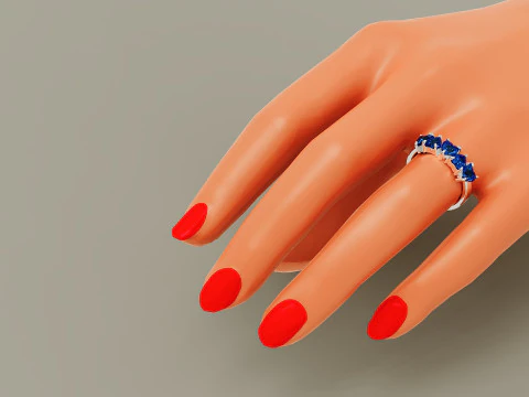 Heart shape five stone wedding ring 3D Print Model