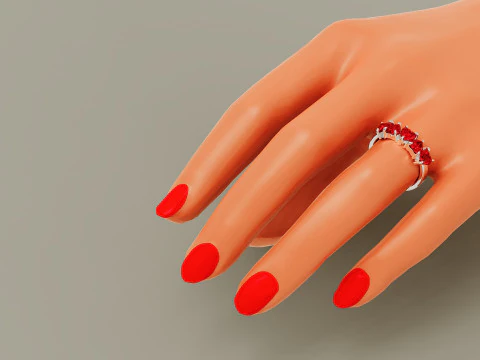 Heart shape five stone wedding ring 3D Print Model