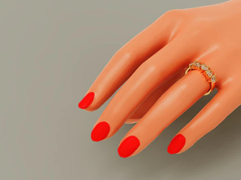 Heart shape five stone wedding ring 3D Print Model