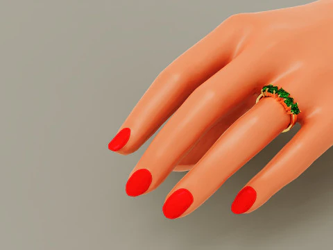 Heart shape five stone wedding ring 3D Print Model