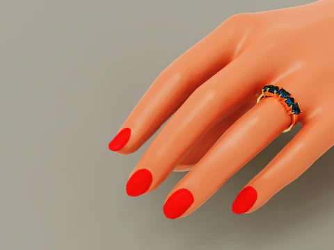 Heart shape five stone wedding ring 3D Print Model