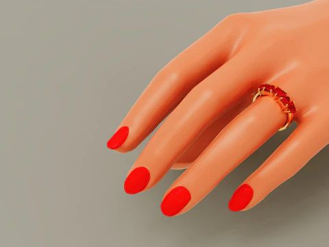 Heart shape five stone wedding ring 3D Print Model