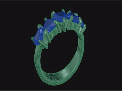 Heart shape five stone wedding ring 3D Print Model