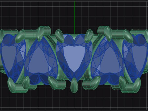 Heart shape five stone wedding ring 3Dプリントモデル