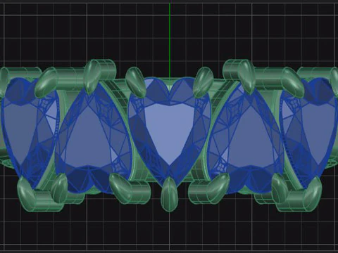 Heart shape five stone wedding ring 3D Print Model