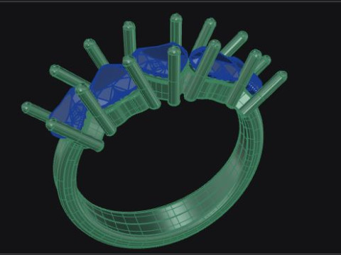 Heart shape five stone wedding ring 3Dプリントモデル
