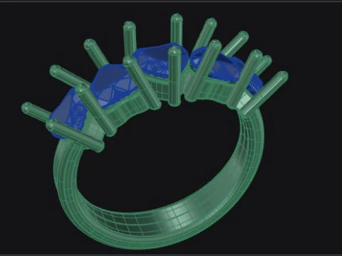 Heart shape five stone wedding ring 3D Print Model