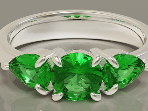 Pear and round cut diamond three stone ring 3Dプリントモデル