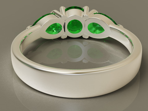 Pear and round cut diamond three stone ring 3Dプリントモデル