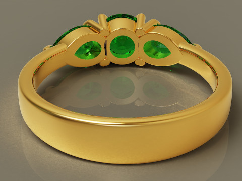 Pear and round cut diamond three stone ring 3Dプリントモデル