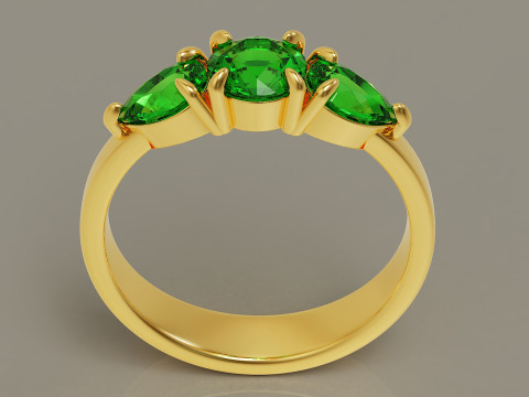 Pear and round cut diamond three stone ring 3Dプリントモデル
