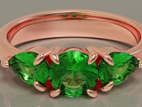 Pear and round cut diamond three stone ring 3Dプリントモデル