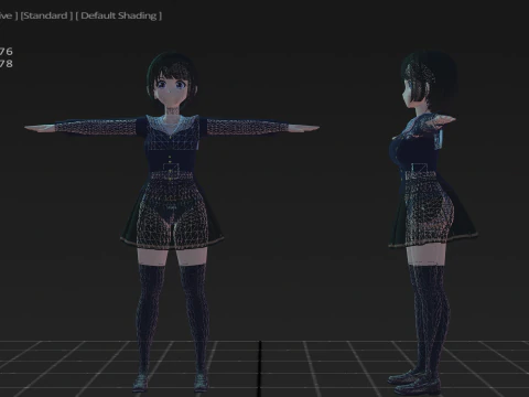 Modello bipede 3DsMax Mei Asano Modello 3D