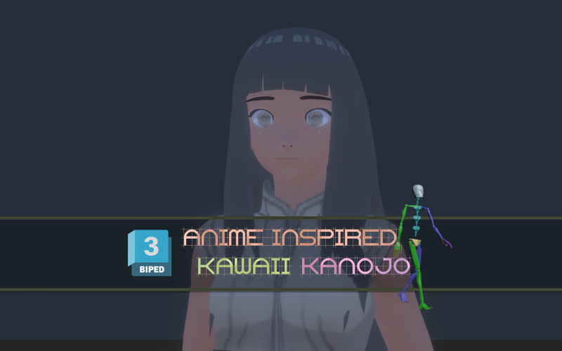 3DsMax Biped model Naruto Adult Hinata cosplay 3D Модель .c4d .max .obj .3ds .fbx .stl .blend