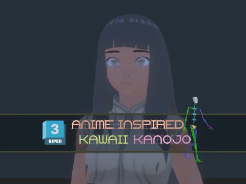 3DsMax बाइपेड मॉडल नारुतो एडल्ट हिनाटा कॉस्प्ले 3D मॉडल