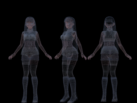 3DsMax Biped model Naruto Adult Hinata cosplay 3D Модель