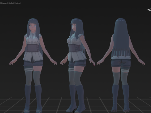 3DsMax Biped model Naruto Adult Hinata cosplay 3D Модель
