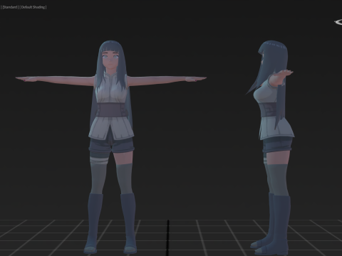 3DsMax Biped model Naruto Adult Hinata cosplay 3D Модель