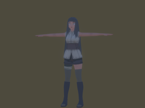 3DsMax Biped model Naruto Adult Hinata cosplay 3D Модель