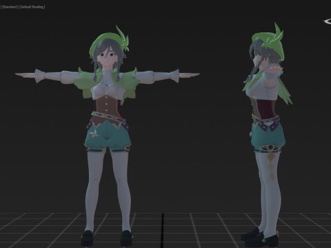 3DsMax Biped model Genshin impact Venti cosplay 3D 모델