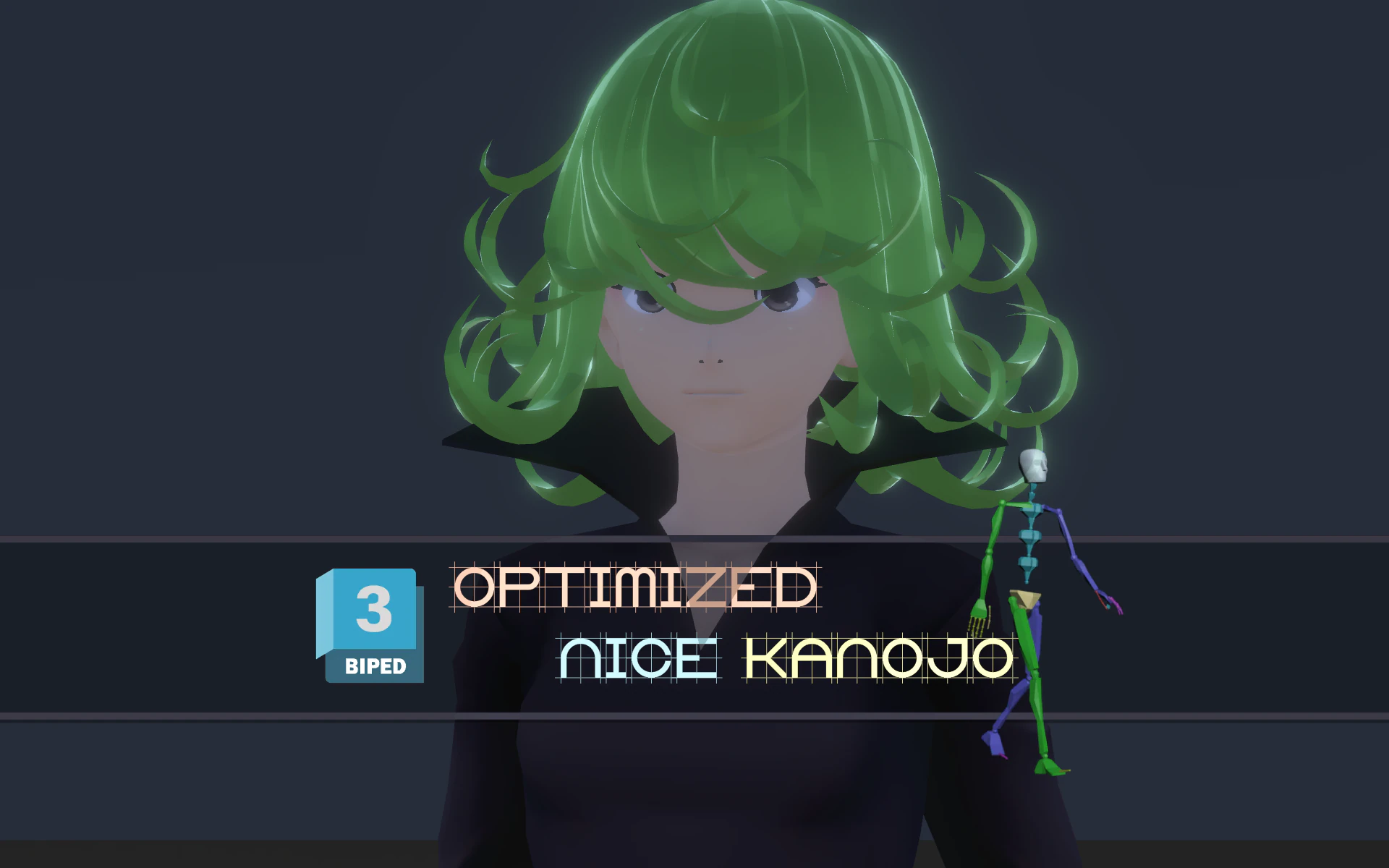 3DsMax Biped model One-Punch Man Tatsumaki cosplay 3D Model .c4d .max .obj .3ds .fbx .stl .blend