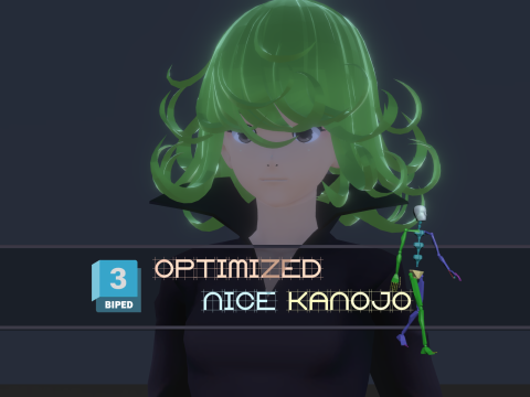 3DsMax Biped model One-Punch Man Tatsumaki cosplay 3Dモデル