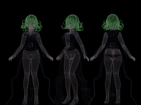 3DsMax Biped model One-Punch Man Tatsumaki cosplay Model 3D