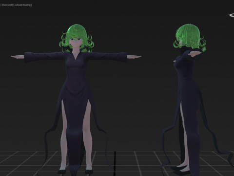 3DsMax Biped model One-Punch Man Tatsumaki cosplay Model 3D