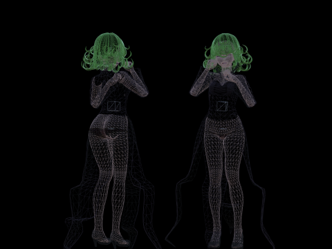 3DsMax Biped model One-Punch Man Tatsumaki cosplay Model 3D