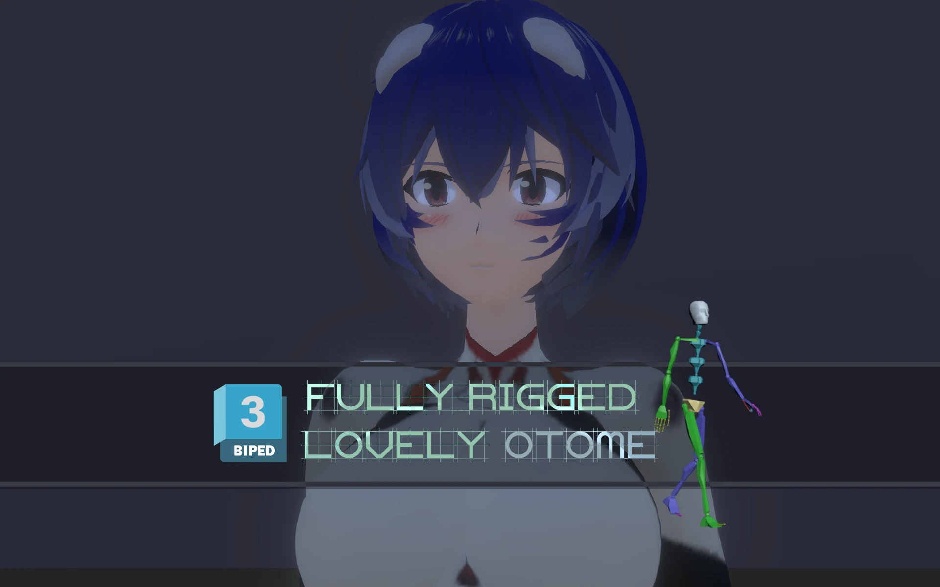 3DsMax Biped model Rei Ayanami 3D Model .c4d .max .obj .3ds .fbx .stl .blend 