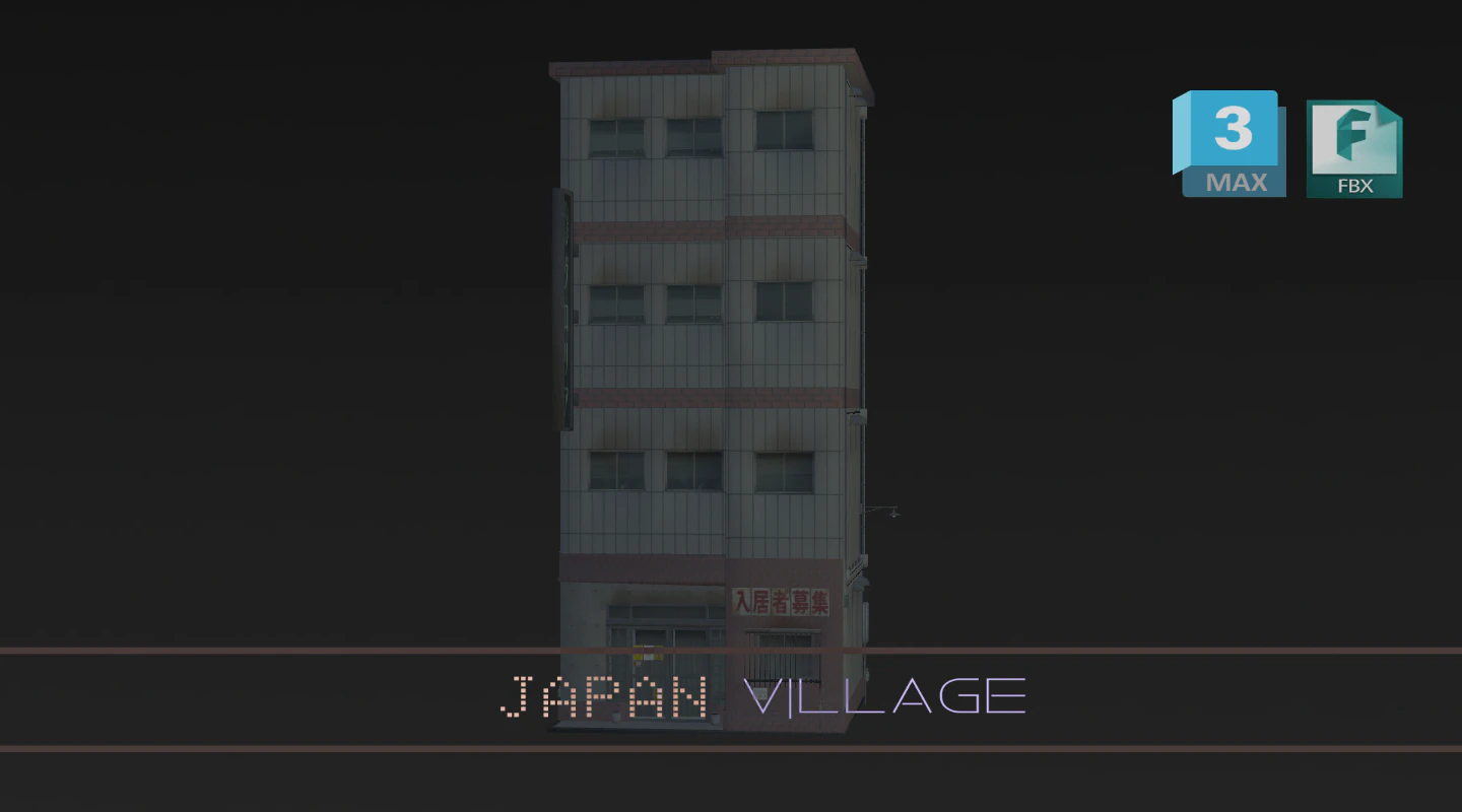 Japan Street Building - Heisei style 3D Model .c4d .max .obj .3ds .fbx .stl .blend 