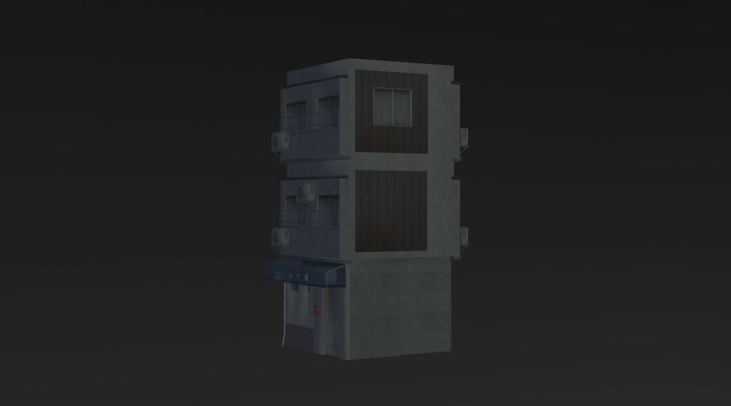 Tokyo Old Street Building 3D Model .c4d .max .obj .3ds .fbx .stl .blend 