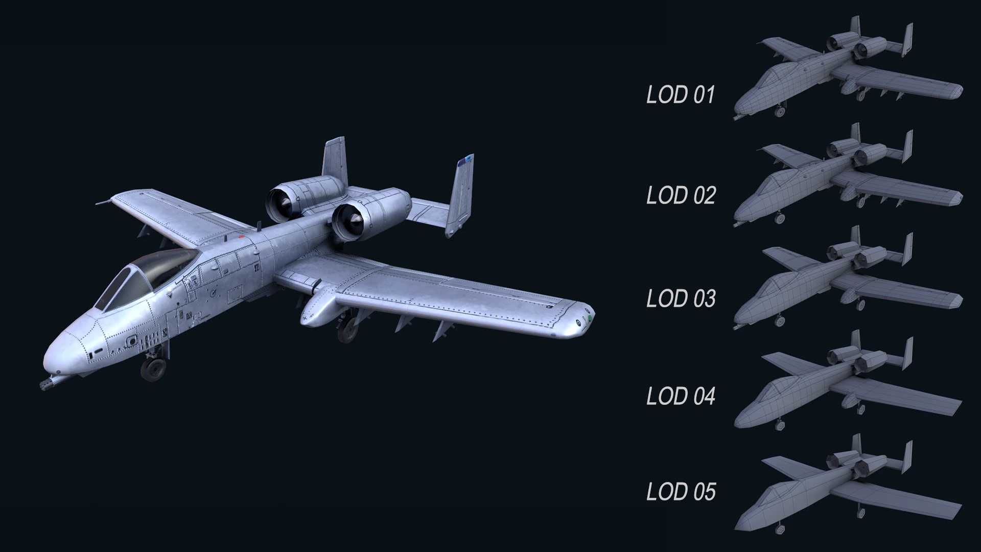 Risorsa - Esercito - A10 Thunderbolt MODELLO 3D REALISTICO VR - AR - low-poly Modello 3D .c4d .max .obj .3ds .fbx .stl .blend