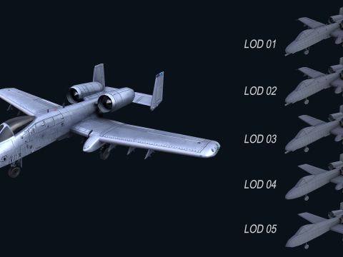 Asset - Army - A10 Thunderbolt 3D MODEL REALISTIC VR - AR - low-poly 3D Model