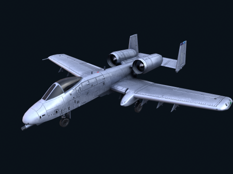 Asset - Army - A10 Thunderbolt 3D MODEL REALISTIC VR - AR - low-poly 3D Model
