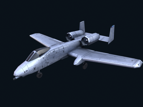 Asset - Army - A10 Thunderbolt 3D MODEL REALISTIC VR - AR - low-poly 3D Model