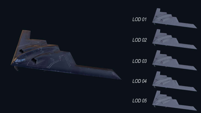 Asset - Army - B2 Spirit 3D MODEL REALISTIC VR - AR - low-poly 3D Model .c4d .max .obj .3ds .fbx .stl .blend 