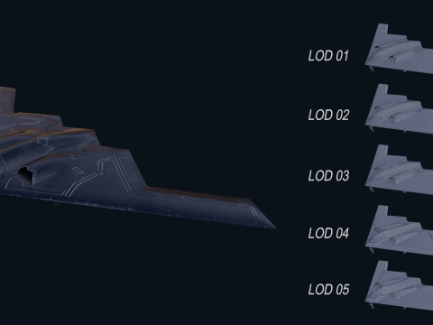 Asset - Army - B2 Spirit 3D MODEL REALISTIC VR - AR - low-poly 3D Model
