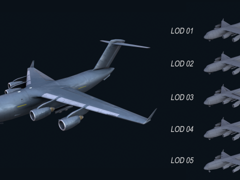 Asset - Army - C17 Globemaster III 3D MODEL REALISTIC Low-poly 3D Model