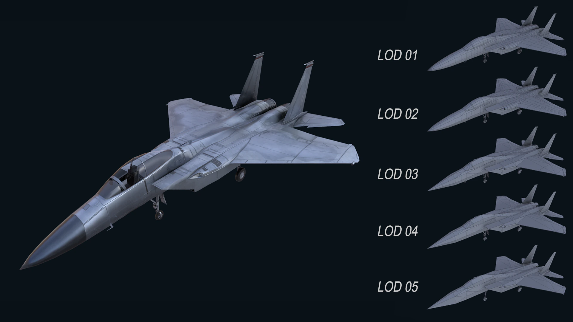 Asset - Army - F15 Eagle 3D MODEL Low-poly 3D Model .c4d .max .obj .3ds .fbx .stl .blend