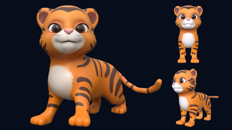 Asset - Cartoons - Animal - Tiger Rigged 3Dモデル .c4d .max .obj .3ds .fbx .stl .blend 