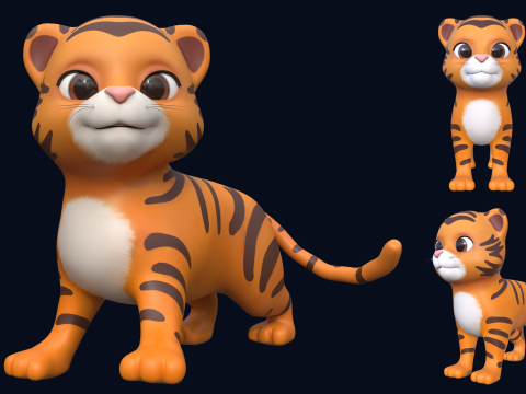 Asset - Cartoons - Animal - Tiger Rigged 3D Model