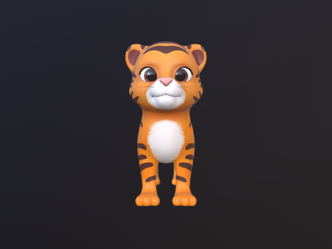 Asset - Cartoons - Animal - Tiger Rigged 3Dモデル