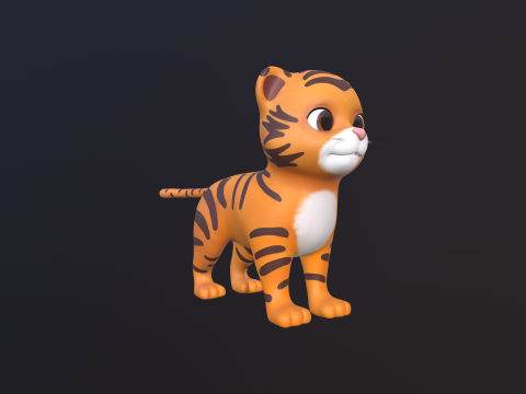 Asset - Cartoons - Animal - Tiger Rigged 3Dモデル