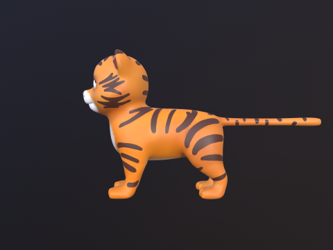 Asset - Cartoons - Animal - Tiger Rigged 3Dモデル