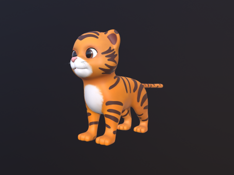 Asset - Cartoons - Animal - Tiger Rigged 3Dモデル